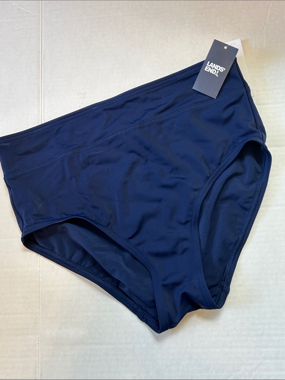 Lands' End Solid High Waist Swim Bottoms - Navy Blue size XS